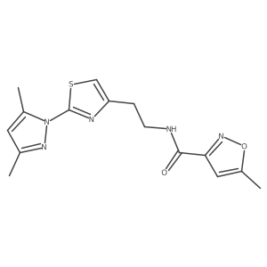 N-(2-(2-(3,5-dimethyl-1H-pyrazol-1-yl)thiazol-4-yl)ethyl)-5-methylisoxazole-3-carboxamide结构式