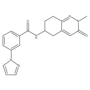 N-(2-methyl-3-oxo-2,3,5,6,7,8-hexahydrocinnolin-6-yl)-3-(1H-pyrazol-1-yl)benzamide结构式