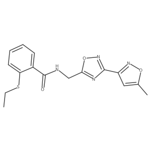 2-(ethylthio)-N-((3-(5-methylisoxazol-3-yl)-1,2,4-oxadiazol-5-yl)methyl)benzamide Structure