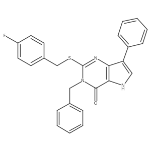 3-benzyl-2-((4-fluorobenzyl)thio)-7-phenyl-3H-pyrrolo[3,2-d]pyrimidin-4(5H)-one Structure