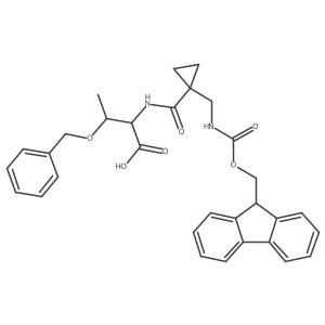 (2S,3R)-3-(benzyloxy)-2-({1-[({[(9H-fluoren-9-yl)methoxy]carbonyl}amino)methyl]cyclopropyl}formamido)butanoic acid结构式