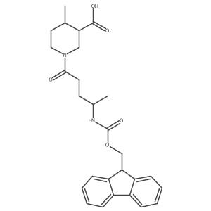 1-[4-({[(9H-fluoren-9-yl)methoxy]carbonyl}amino)pentanoyl]-4-methylpiperidine-3-carboxylic acid Structure