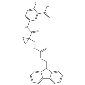 2-chloro-5-{1-[({[(9H-fluoren-9-yl)methoxy]carbonyl}amino)methyl]cyclopropaneamido}benzoic acid Structure