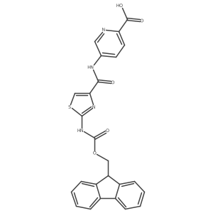 5-[2-({[(9H-fluoren-9-yl)methoxy]carbonyl}amino)-1,3-thiazole-4-amido]pyridine-2-carboxylic acid结构式