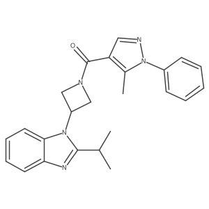 1-[1-(5-methyl-1-phenyl-1H-pyrazole-4-carbonyl)azetidin-3-yl]-2-(propan-2-yl)-1H-1,3-benzodiazole Structure