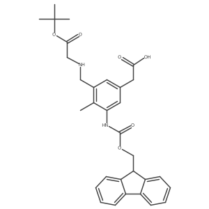 2-[3-({[2-(tert-butoxy)-2-oxoethyl]amino}methyl)-5-({[(9H-fluoren-9-yl)methoxy]carbonyl}amino)-4-methylphenyl]acetic acid Structure
