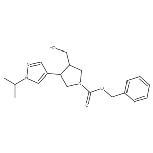 rac-benzyl (3R,4S)-3-(hydroxymethyl)-4-[1-(propan-2-yl)-1H-pyrazol-4-yl]pyrrolidine-1-carboxylate结构式