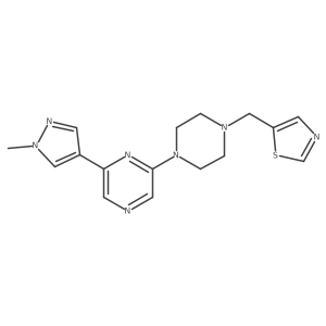 2-(1-methyl-1H-pyrazol-4-yl)-6-{4-[(1,3-thiazol-5-yl)methyl]piperazin-1-yl}pyrazine Structure