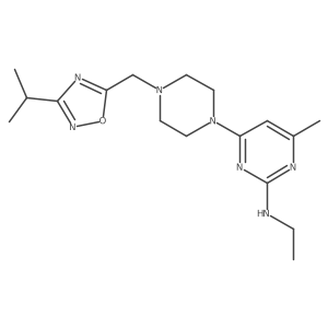 N-ethyl-4-methyl-6-(4-{[3-(propan-2-yl)-1,2,4-oxadiazol-5-yl]methyl}piperazin-1-yl)pyrimidin-2-amine Structure
