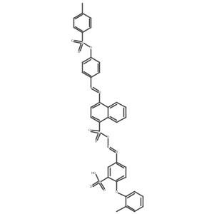 1-((4-(2-Methylphenoxy)-3-sulphophenyl)azo)-4-((4-(((4-methylphenyl)sulphonyl)oxy)phenyl)azo)naphthalenesulphonic acid结构式