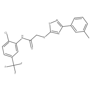 N-(2-chloro-5-(trifluoromethyl)phenyl)-2-((3-(m-tolyl)-1,2,4-thiadiazol-5-yl)thio)acetamide结构式