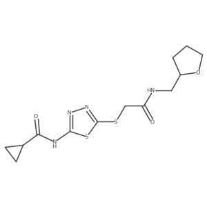N-[5-[2-oxo-2-(tetrahydrofuran-2-ylmethylamino)ethyl]sulfanyl-1,3,4-thiadiazol-2-yl]cyclopropanecarboxamide Structure