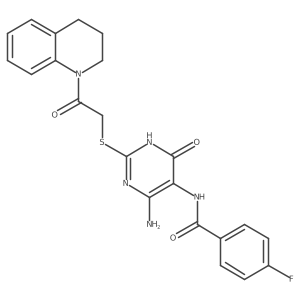 N-(4-amino-2-((2-(3,4-dihydroquinolin-1(2H)-yl)-2-oxoethyl)thio)-6-oxo-1,6-dihydropyrimidin-5-yl)-4-fluorobenzamide Structure