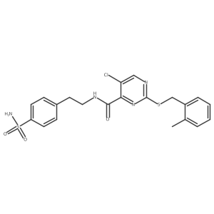 5-chloro-2-[(2-methylbenzyl)sulfanyl]-N-[2-(4-sulfamoylphenyl)ethyl]pyrimidine-4-carboxamide Structure