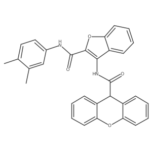 N-(2-((3,4-dimethylphenyl)carbamoyl)benzofuran-3-yl)-9H-xanthene-9-carboxamide结构式