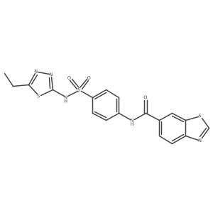 N-(4-(N-(5-ethyl-1,3,4-thiadiazol-2-yl)sulfamoyl)phenyl)benzo[d]thiazole-6-carboxamide结构式