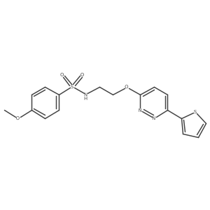 4-methoxy-N-(2-((6-(thiophen-2-yl)pyridazin-3-yl)oxy)ethyl)benzenesulfonamide Structure
