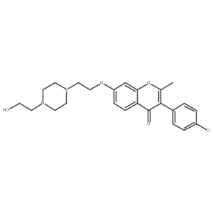 3-(4-chlorophenyl)-7-(2-(4-(2-hydroxyethyl)piperazin-1-yl)ethoxy)-2-methyl-4H-chromen-4-one结构式