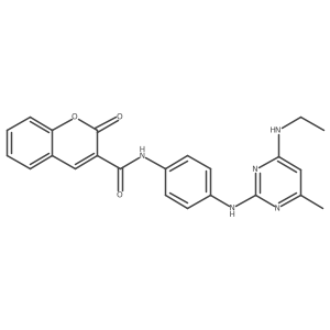 N-(4-((4-(ethylamino)-6-methylpyrimidin-2-yl)amino)phenyl)-2-oxo-2H-chromene-3-carboxamide结构式
