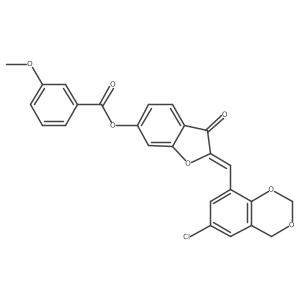 (2Z)-2-[(6-chloro-4H-1,3-benzodioxin-8-yl)methylidene]-3-oxo-2,3-dihydro-1-benzofuran-6-yl 3-methoxybenzoate结构式
