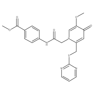 methyl 4-(2-(5-methoxy-4-oxo-2-((pyrimidin-2-ylthio)methyl)pyridin-1(4H)-yl)acetamido)benzoate Structure