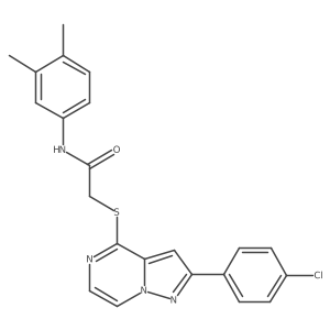 2-{[2-(4-chlorophenyl)pyrazolo[1,5-a]pyrazin-4-yl]sulfanyl}-N-(3,4-dimethylphenyl)acetamide结构式