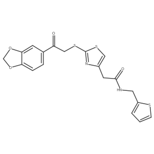 2-(2-((2-(benzo[d][1,3]dioxol-5-yl)-2-oxoethyl)thio)thiazol-4-yl)-N-(thiophen-2-ylmethyl)acetamide结构式