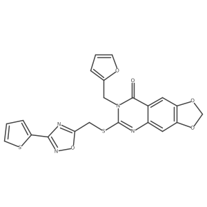 7-(furan-2-ylmethyl)-6-(((3-(thiophen-2-yl)-1,2,4-oxadiazol-5-yl)methyl)thio)-[1,3]dioxolo[4,5-g]quinazolin-8(7H)-one Structure