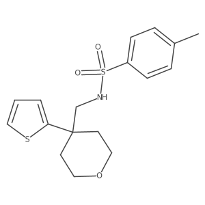 4-methyl-N-((4-(thiophen-2-yl)tetrahydro-2H-pyran-4-yl)methyl)benzenesulfonamide Structure