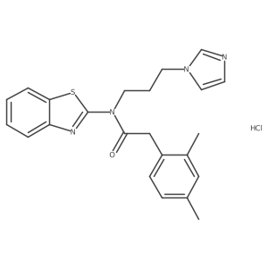 N-(3-(1H-imidazol-1-yl)propyl)-N-(benzo[d]thiazol-2-yl)-2-(2,4-dimethylphenyl)acetamide hydrochloride结构式