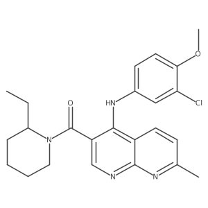 (4-((3-Chloro-4-methoxyphenyl)amino)-7-methyl-1,8-naphthyridin-3-yl)(2-ethylpiperidin-1-yl)methanone结构式