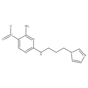 N2-(3-(1H-imidazol-1-yl)propyl)-5-nitropyrimidine-2,4-diamine结构式