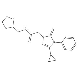 2-(3-cyclopropyl-5-oxo-4-phenyl-4,5-dihydro-1H-1,2,4-triazol-1-yl)-N-[(oxolan-2-yl)methyl]acetamide结构式
