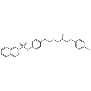 N-[4-[2-[[(2S)-2-Hydroxy-3-(4-hydroxyphenoxy)propyl]amino]ethyl]phenyl]-3-quinolinesulfonamide结构式