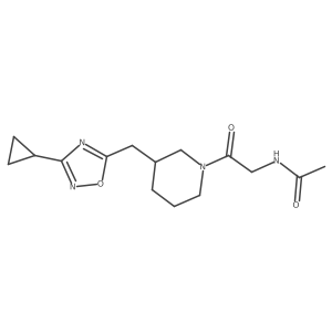 N-(2-(3-((3-cyclopropyl-1,2,4-oxadiazol-5-yl)methyl)piperidin-1-yl)-2-oxoethyl)acetamide Structure