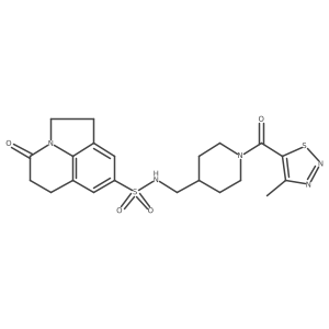N-((1-(4-methyl-1,2,3-thiadiazole-5-carbonyl)piperidin-4-yl)methyl)-4-oxo-2,4,5,6-tetrahydro-1H-pyrrolo[3,2,1-ij]quinoline-8-sulfonamide结构式