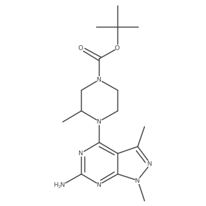 tert-Butyl 4-(6-amino-1,3-dimethyl-1H-pyrazolo[3,4-d]pyrimidin-4-yl)-3-methylpiperazine-1-carboxylate Structure