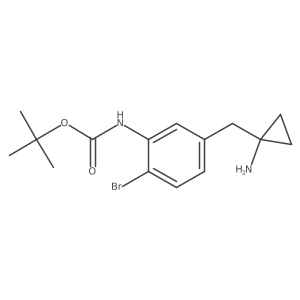 tert-butyl N-{5-[(1-aminocyclopropyl)methyl]-2-bromophenyl}carbamate结构式