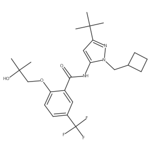 N-[5-tert-butyl-2-(cyclobutylmethyl)pyrazol-3-yl]-2-(2-hydroxy-2-methylpropoxy)-5-(trifluoromethyl)benzamide结构式