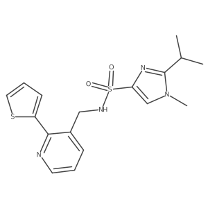 2-isopropyl-1-methyl-N-((2-(thiophen-2-yl)pyridin-3-yl)methyl)-1H-imidazole-4-sulfonamide结构式