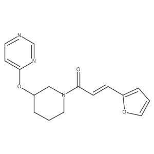 (2E)-3-(furan-2-yl)-1-[3-(pyrimidin-4-yloxy)piperidin-1-yl]prop-2-en-1-one结构式
