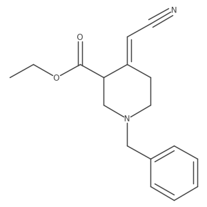 Ethyl (E)-1-benzyl-4-(cyanomethylene)piperidine-3-carboxylate结构式