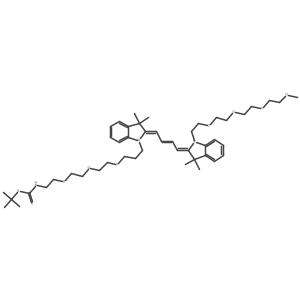 tert-butyl N-[2-[2-[2-[3-[(2Z)-2-[(E,4E)-4-[1-[2-[2-[2-(2-methoxyethoxy)ethoxy]ethoxy]ethyl]-3,3-dimethylindol-2-ylidene]but-2-enylidene]-3,3-dimethylindol-1-yl]propoxy]ethoxy]ethoxy]ethyl]carbamate结构式