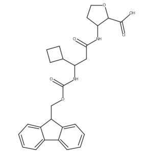 rac-(2R,3S)-3-[3-cyclobutyl-3-({[(9H-fluoren-9-yl)methoxy]carbonyl}amino)propanamido]oxolane-2-carboxylic acid结构式