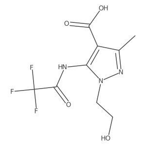 1-(2-hydroxyethyl)-3-methyl-5-(2,2,2-trifluoroacetamido)-1H-pyrazole-4-carboxylic acid结构式