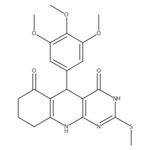 2-(methylthio)-5-(3,4,5-trimethoxyphenyl)-7,8,9,10-tetrahydropyrimido[4,5-b]quinoline-4,6(3H,5H)-dione结构式