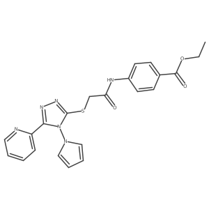 ethyl 4-[({[5-(pyridin-2-yl)-4-(1H-pyrrol-1-yl)-4H-1,2,4-triazol-3-yl]sulfanyl}acetyl)amino]benzoate结构式