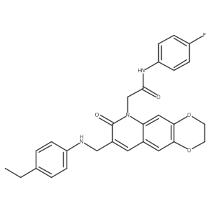 2-(8-(((4-ethylphenyl)amino)methyl)-7-oxo-2,3-dihydro-[1,4]dioxino[2,3-g]quinolin-6(7H)-yl)-N-(4-fluorophenyl)acetamide结构式