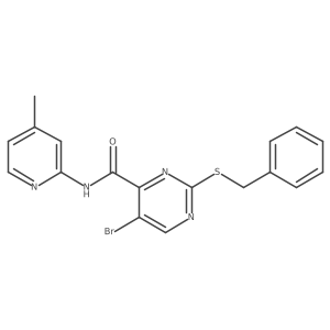 2-(benzylsulfanyl)-5-bromo-N-(4-methylpyridin-2-yl)pyrimidine-4-carboxamide结构式
