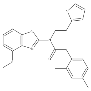 2-(2,4-dimethylphenyl)-N-(4-(methylthio)benzo[d]thiazol-2-yl)-N-(2-(thiophen-2-yl)ethyl)acetamide结构式